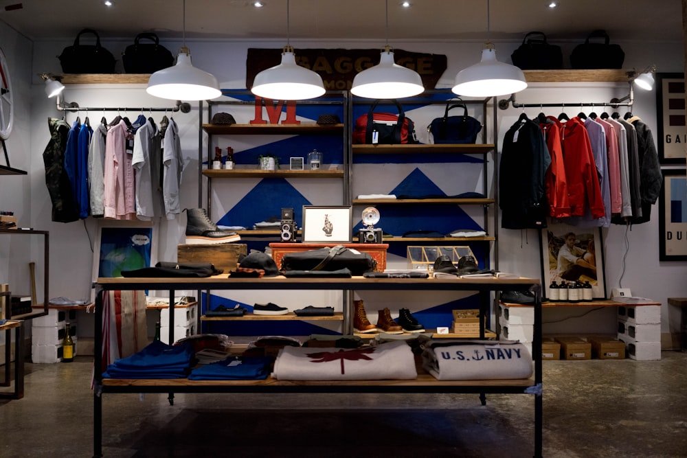 Contemporary retail store interior with clean product displays